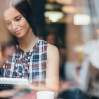 woman on ipad